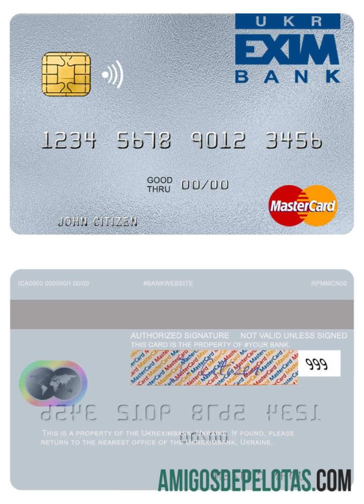 Ucrânia Ukreximbank Mastercard exemplo real